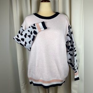 Impressions Pink and Black Patterned Sweater